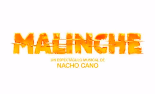 Logo of the musical Malinche in bright orange tones