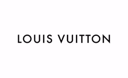 Louis Vuitton logo in black text on a white background